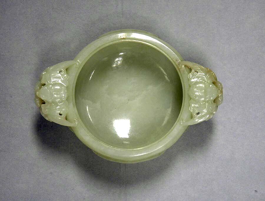 Covered bowl with ring handles, Jade (nephrite), China