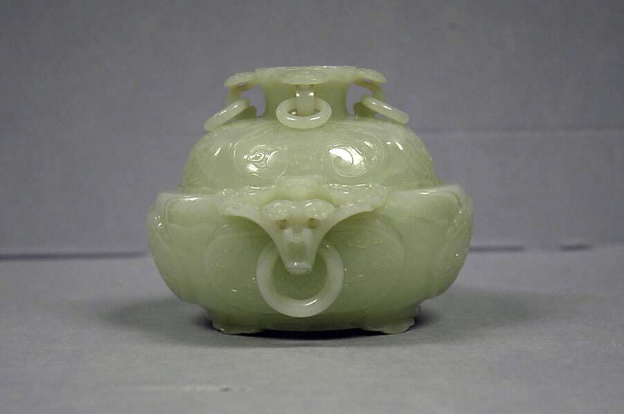 Covered bowl with ring handles, Jade (nephrite), China