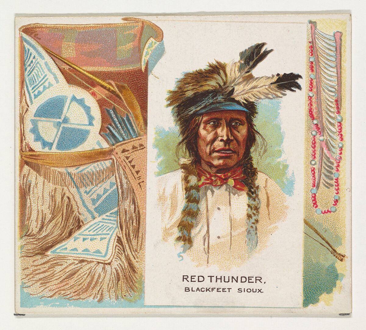 Red Thunder, Blackfeet Sioux, from the American Indian Chiefs series (N36) for Allen & Ginter Cigarettes, Issued by Allen &amp; Ginter (American, Richmond, Virginia), Commercial color lithograph 