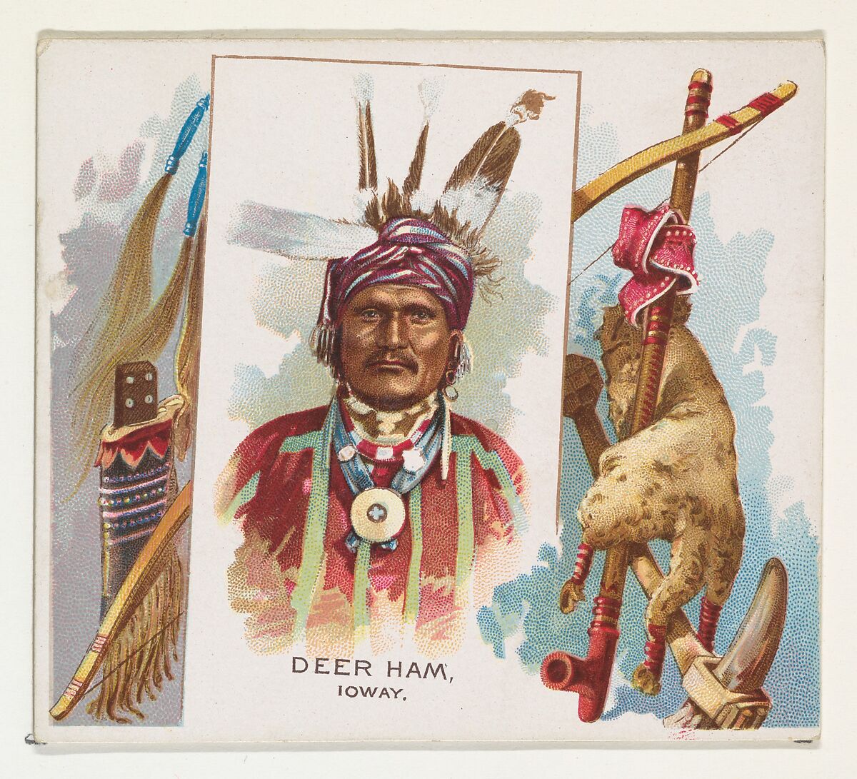 Deer Ham, Ioway, from the American Indian Chiefs series (N36) for Allen & Ginter Cigarettes, Issued by Allen &amp; Ginter (American, Richmond, Virginia), Commercial color lithograph 