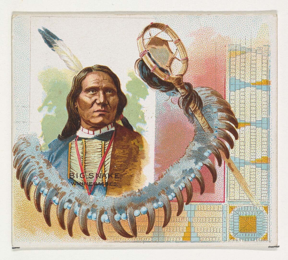 Big Snake, Winnebagoes, from the American Indian Chiefs series (N36) for Allen & Ginter Cigarettes, Issued by Allen &amp; Ginter (American, Richmond, Virginia), Commercial color lithograph 