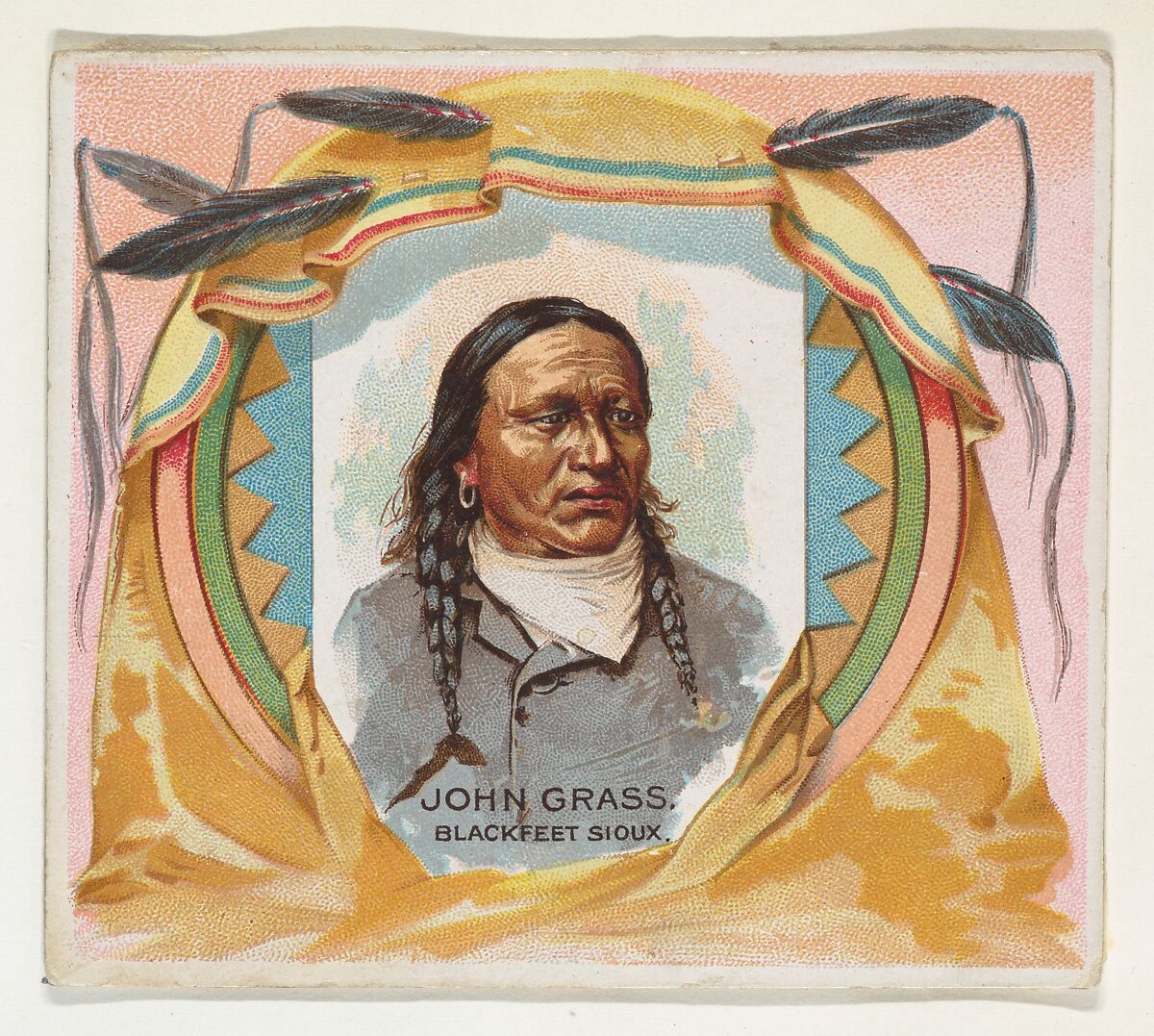 John Grass, Blackfeet Sioux, from the American Indian Chiefs series (N36) for Allen & Ginter Cigarettes, Issued by Allen &amp; Ginter (American, Richmond, Virginia), Commercial color lithograph 