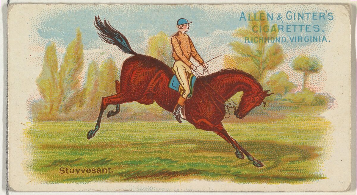 Stuyvesant, from The World's Racers series (N32) for Allen & Ginter Cigarettes, Issued by Allen &amp; Ginter (American, Richmond, Virginia), Commercial color lithograph 