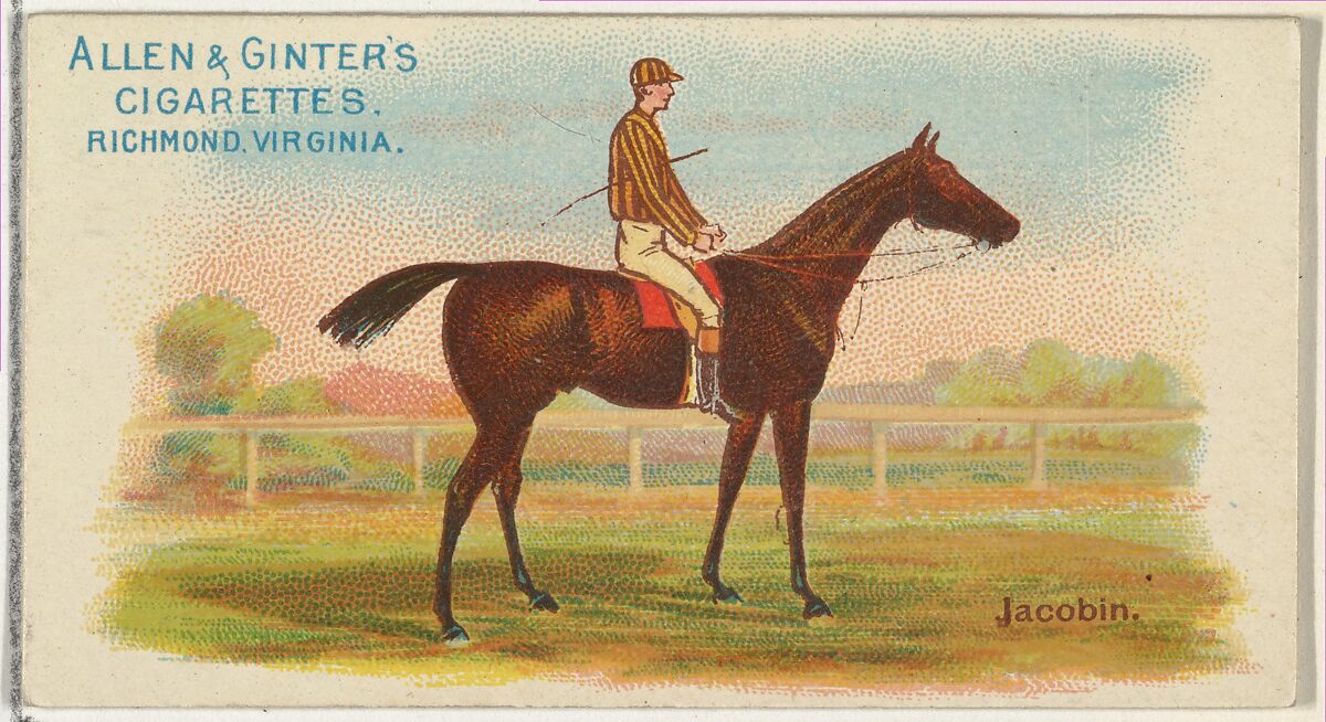 Jacobin, from The World's Racers series (N32) for Allen & Ginter Cigarettes, Issued by Allen &amp; Ginter (American, Richmond, Virginia), Commercial color lithograph 