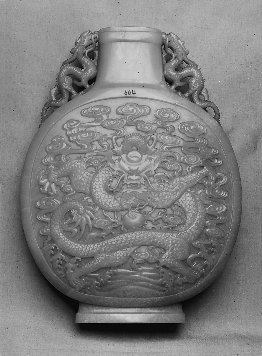 Vase in the shape of a pilgrim flask, Jade (nephrite), China 