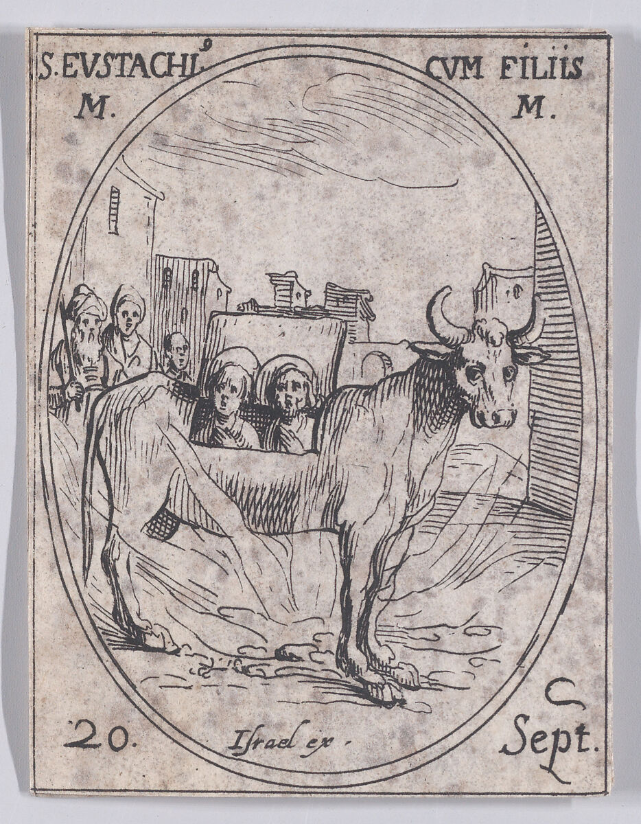 S. Eustache et Ses Enfants (St. Eustace and His Children), September 20th, from "Les Images De Tous Les Saincts et Saintes de L'Année" (Images of All of the Saints and Religious Events of the Year), Jacques Callot (French, Nancy 1592–1635 Nancy), Etching; second state of two (Lieure) 