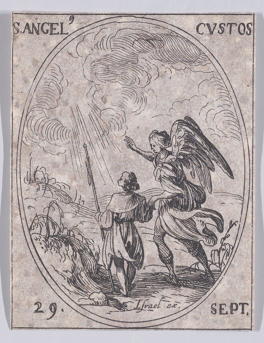 Le Saint Ange Gardien (The Guardian Angel), September 29th, from "Les Images De Tous Les Saincts et Saintes de L'Année" (Images of All of the Saints and Religious Events of the Year), Jacques Callot (French, Nancy 1592–1635 Nancy), Etching; second state of two (Lieure) 