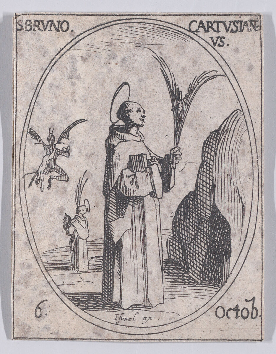 S. Bruno, chartreux (St. Bruno, Carthusian Monk), October 6th, from "Les Images De Tous Les Saincts et Saintes de L'Année" (Images of All of the Saints and Religious Events of the Year), Jacques Callot (French, Nancy 1592–1635 Nancy), Etching; second state of two (Lieure) 