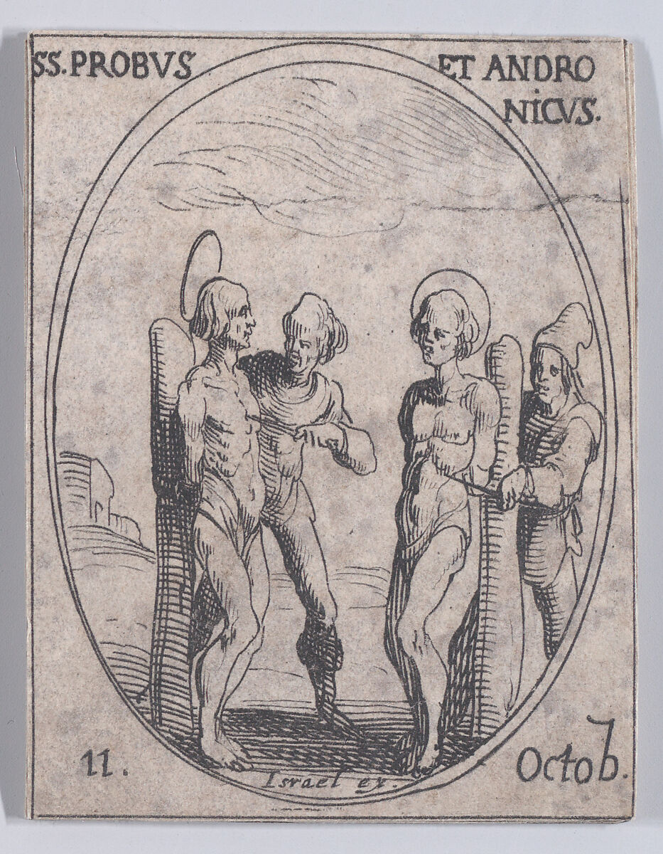 S. Probe et S. Andronique (St. Probus and St. Andronicus), October 11th, from "Les Images De Tous Les Saincts et Saintes de L'Année" (Images of All of the Saints and Religious Events of the Year), Jacques Callot (French, Nancy 1592–1635 Nancy), Etching; second state of two (Lieure) 
