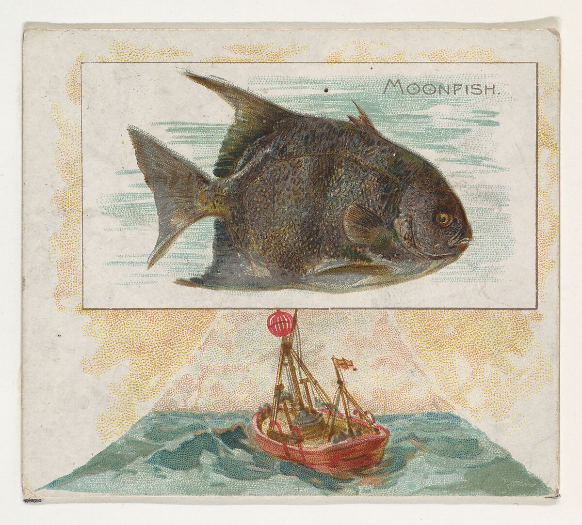 Moonfish, from Fish from American Waters series (N39) for Allen & Ginter Cigarettes, Issued by Allen &amp; Ginter (American, Richmond, Virginia), Commercial color lithograph 