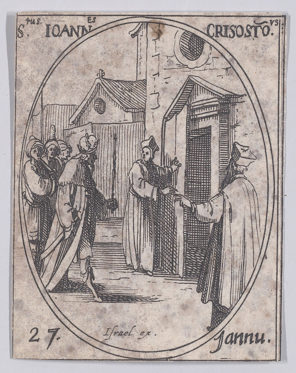 S. Jean Chrysostome (St. John Chrisostome), January 27th, from "Les Images De Tous Les Saincts et Saintes de L'Année" (Images of All of the Saints and Feast Days of the Year), Jacques Callot (French, Nancy 1592–1635 Nancy), Etching; second state of two (Lieure) 