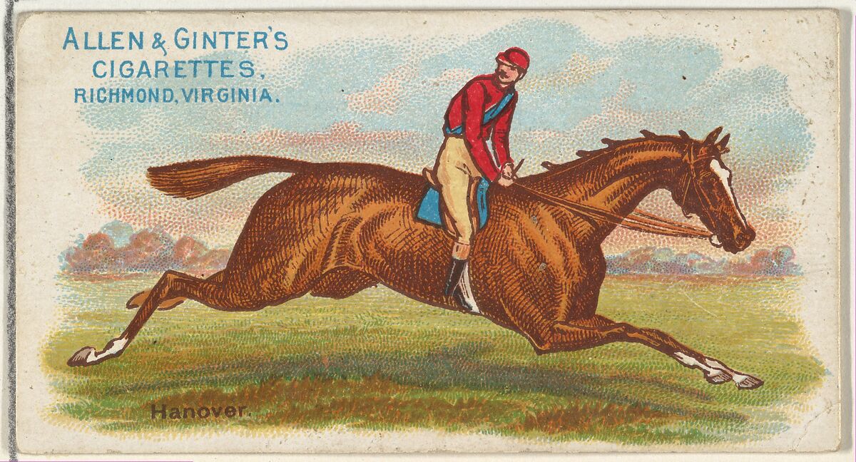 Hanover, from The World's Racers series (N32) for Allen & Ginter Cigarettes, Issued by Allen &amp; Ginter (American, Richmond, Virginia), Commercial color lithograph 