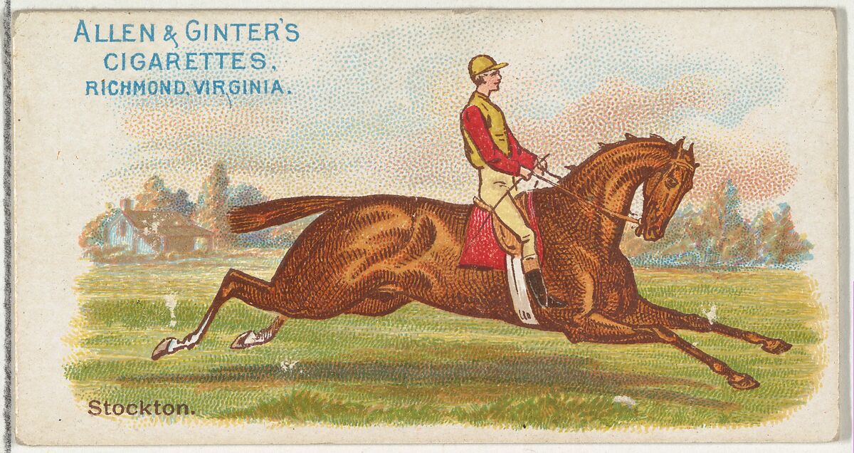 Stockton, from The World's Racers series (N32) for Allen & Ginter Cigarettes, Issued by Allen &amp; Ginter (American, Richmond, Virginia), Commercial color lithograph 