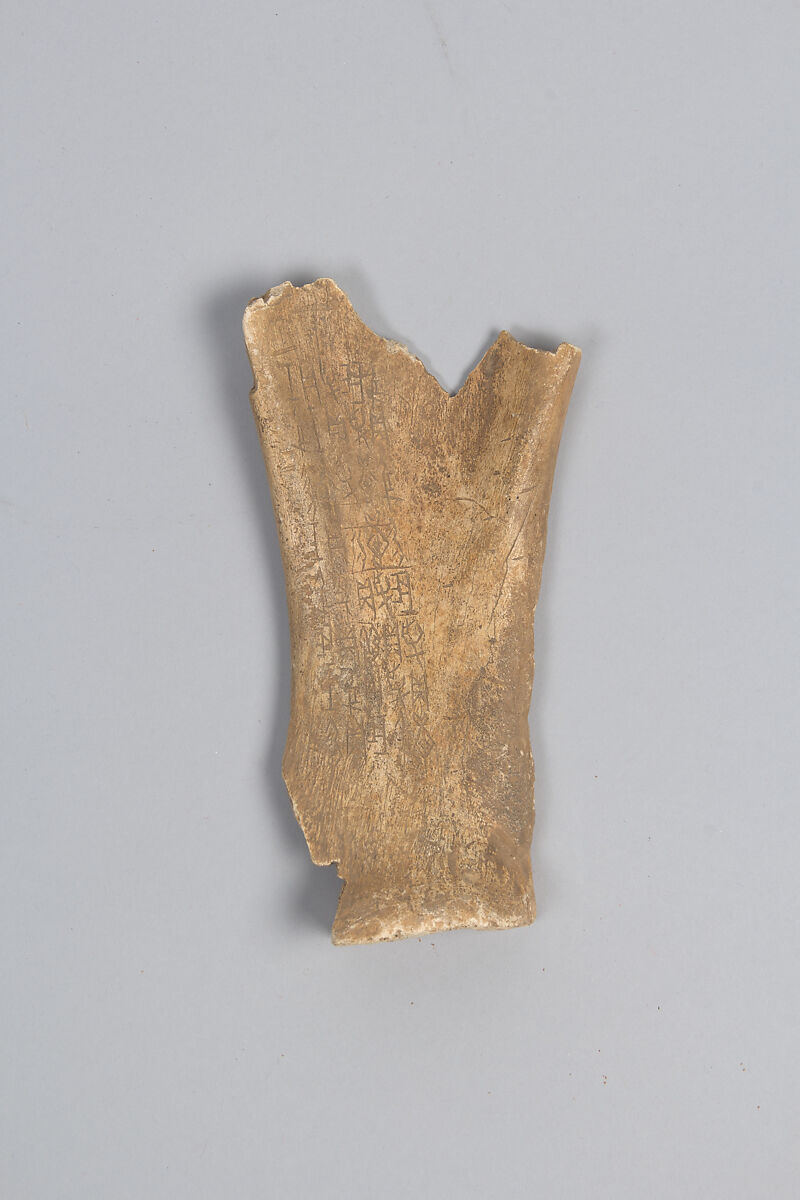 Oracle bone fragment, Inscribed bone, China 