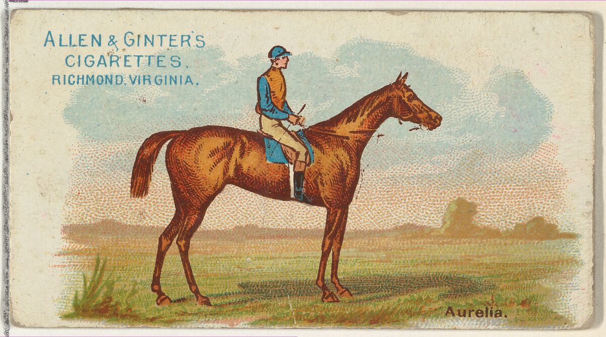 Aurelia, from The World's Racers series (N32) for Allen & Ginter Cigarettes, Issued by Allen &amp; Ginter (American, Richmond, Virginia), Commercial color lithograph 