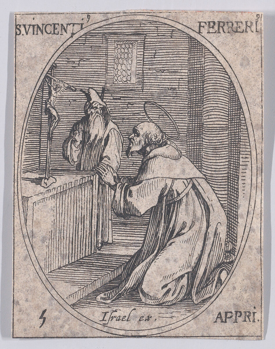 S. Vincent Ferrier (St. Vincent Ferrer), April 5th, from "Les Images De Tous Les Saincts et Saintes de L'Année" (Images of All of the Saints and Religious Events of the Year), Jacques Callot (French, Nancy 1592–1635 Nancy), Etching; second state of two (Lieure) 