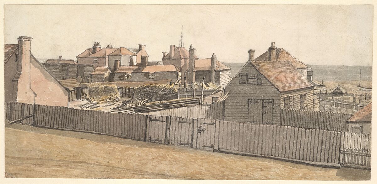 Fishermen's cottages at Hastings, William Henry Hunt (British, London 1790–1864 London), Watercolor 