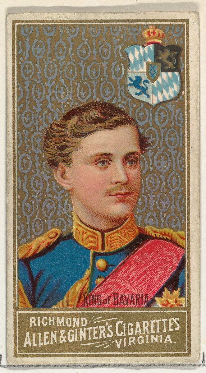 King of Bavaria, from World's Sovereigns series (N34) for Allen & Ginter Cigarettes, Issued by Allen &amp; Ginter (American, Richmond, Virginia), Commercial color lithograph 