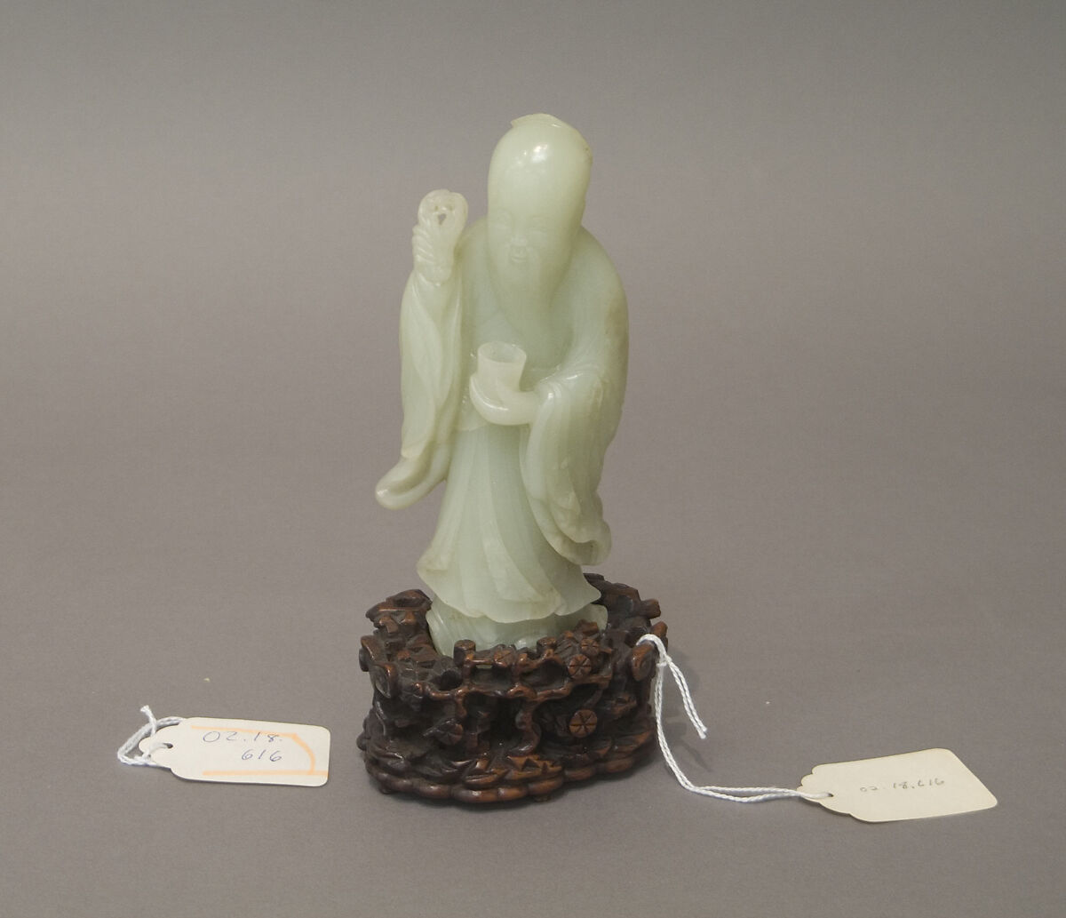 Daoist Immortal, Nephrite, white with light greenish tint, China 