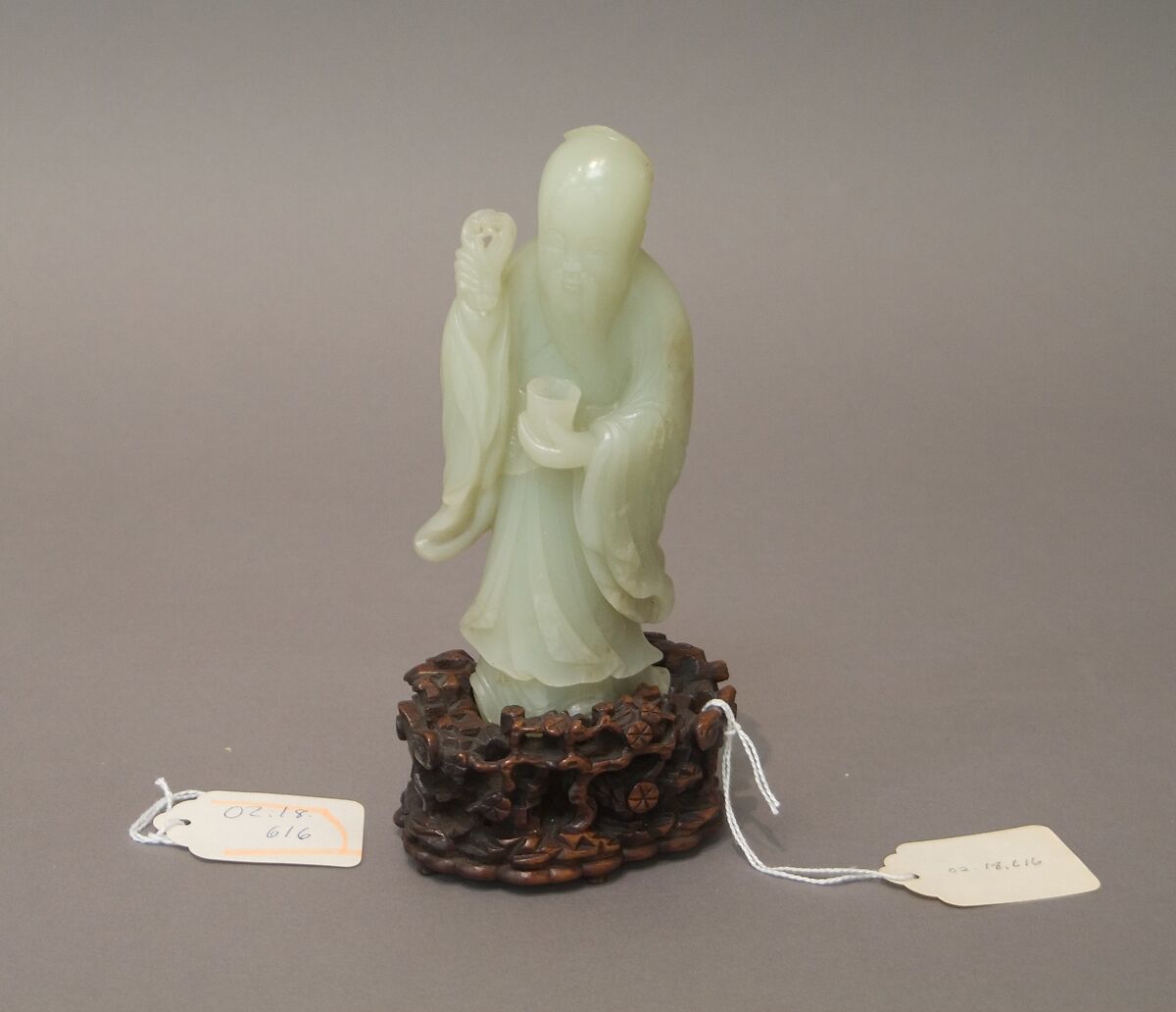 Daoist Immortal, Nephrite, white with light greenish tint, China