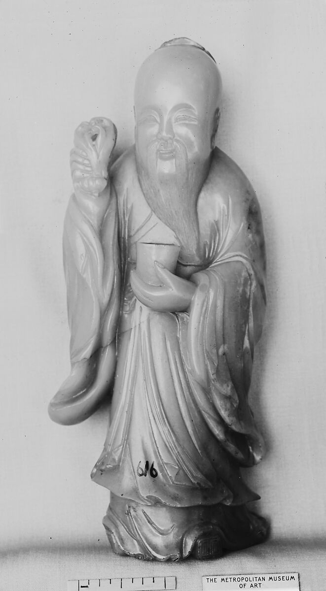 Daoist Immortal, Nephrite, white with light greenish tint, China