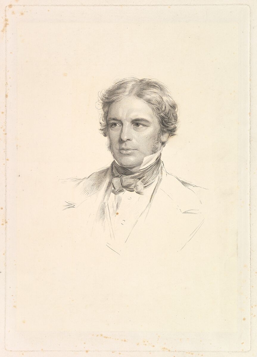 Portrait of Michael Faraday, After George Richmond (British, Brompton 1809–1896 London), Stipple engraving on chine collé 
