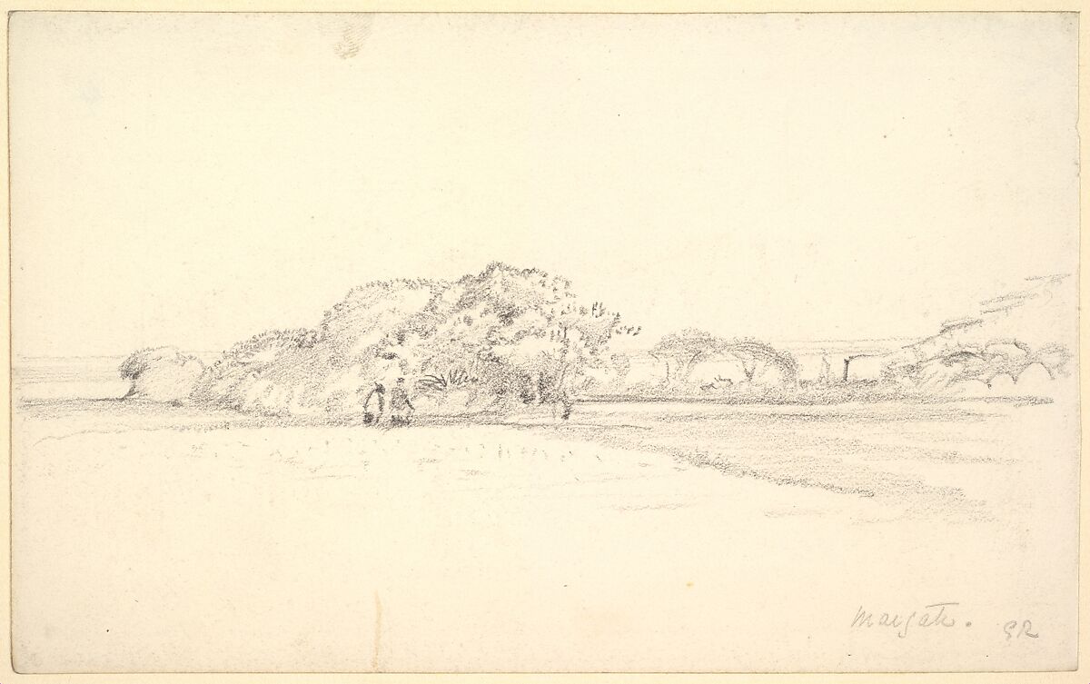 Landscape at Margate, George Richmond (British, Brompton 1809–1896 London), Black chalk 