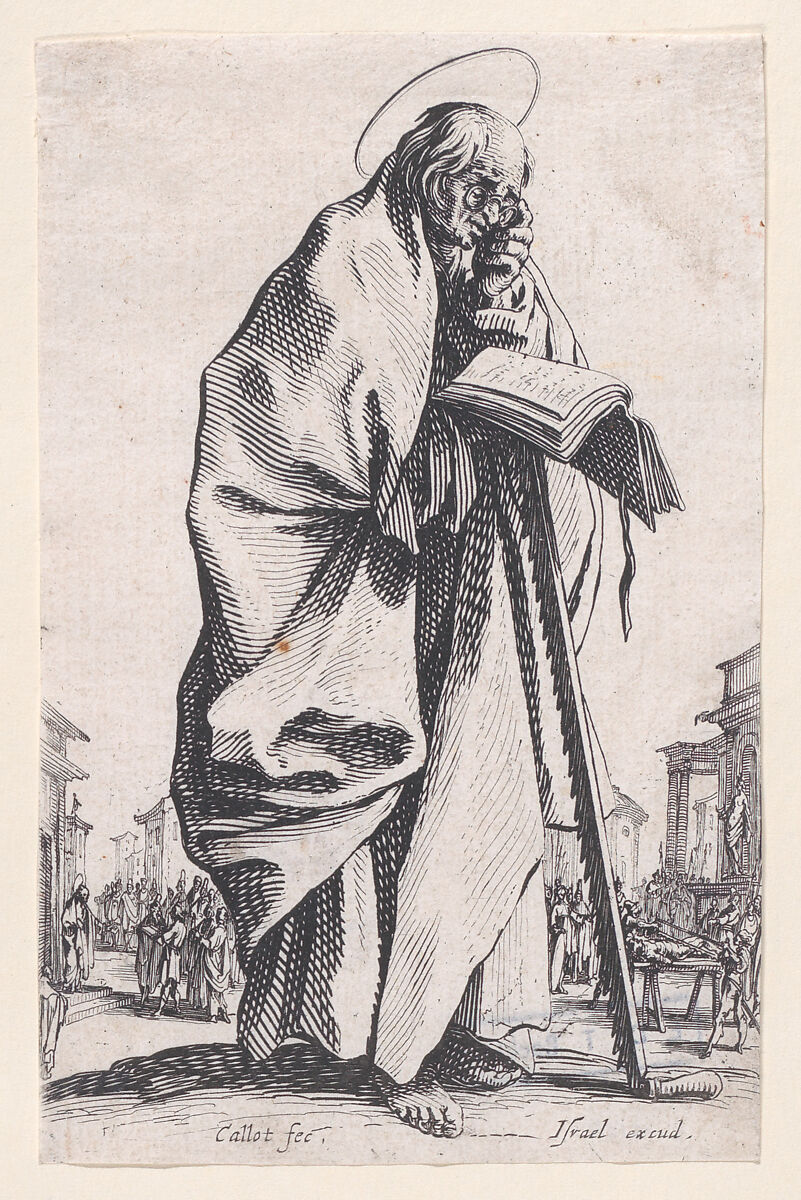 St. Simon, from "Les Grands Apôtres Debout, Représentant Le Sauveur, La Bienheureuse Marie et Les Saints Apôtres" (The Large Standing Apostles, Representing The Savior, The Blessed Mary and The Apostles), Jacques Callot (French, Nancy 1592–1635 Nancy), Etching; second state of three (Lieure) 