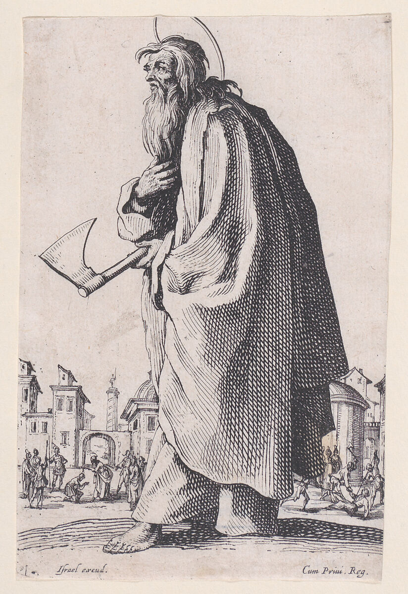 St. Thaddeus (St. Jude), from "Les Grands Apôtres Debout, Représentant Le Sauveur, La Bienheureuse Marie et Les Saints Apôtres" (The Large Standing Apostles, Representing The Savior, The Blessed Mary and The Apostles), Jacques Callot (French, Nancy 1592–1635 Nancy), Etching; second state of three (Lieure) 