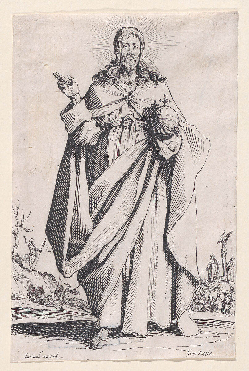 St. Peter, from "Les Grands Apôtres Debout, Représentant Le Sauveur, La Bienheureuse Marie et Les Saints Apôtres" (The Large Standing Apostles, Representing The Savior, The Blessed Mary and The Apostles), Jacques Callot (French, Nancy 1592–1635 Nancy), Etching; second state of three (Lieure) 