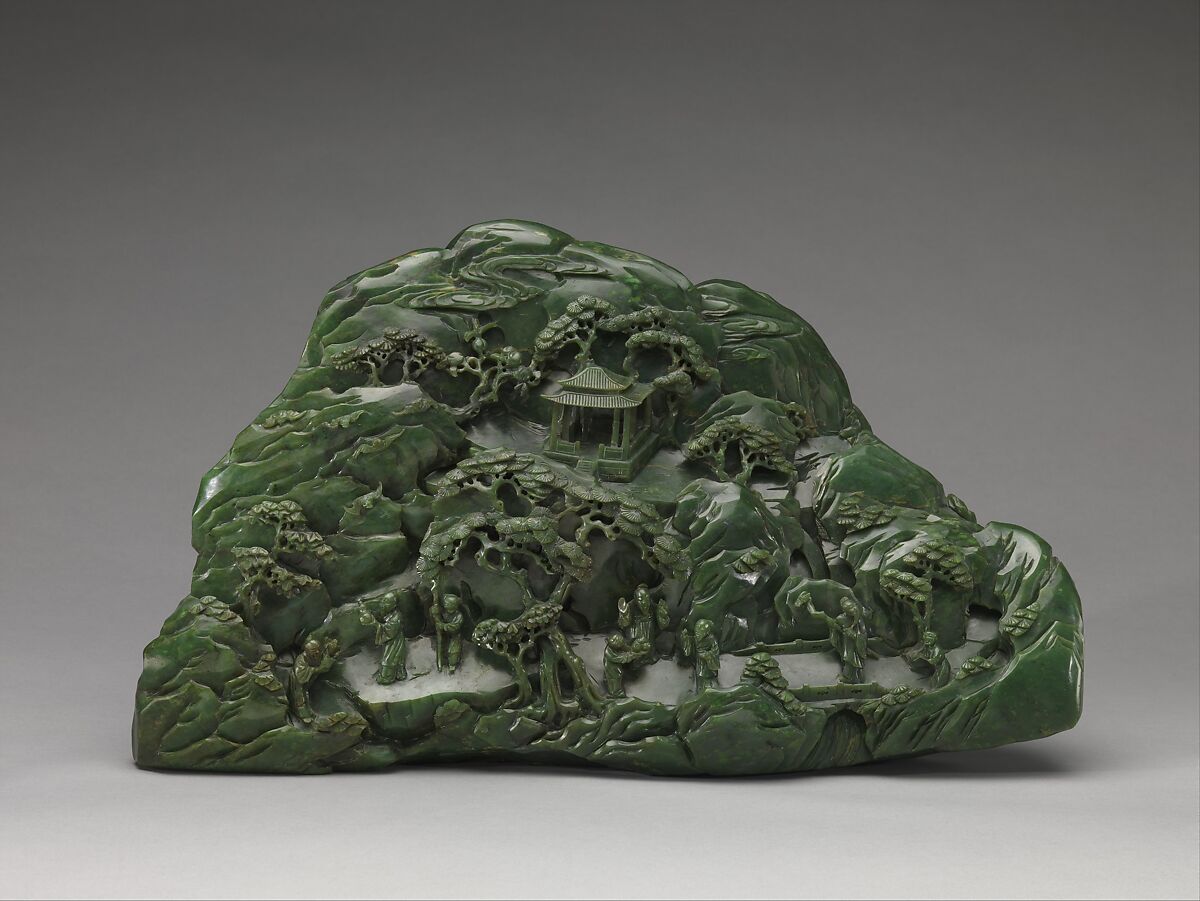 Boulder with Daoist paradise, Jade (nephrite), China 