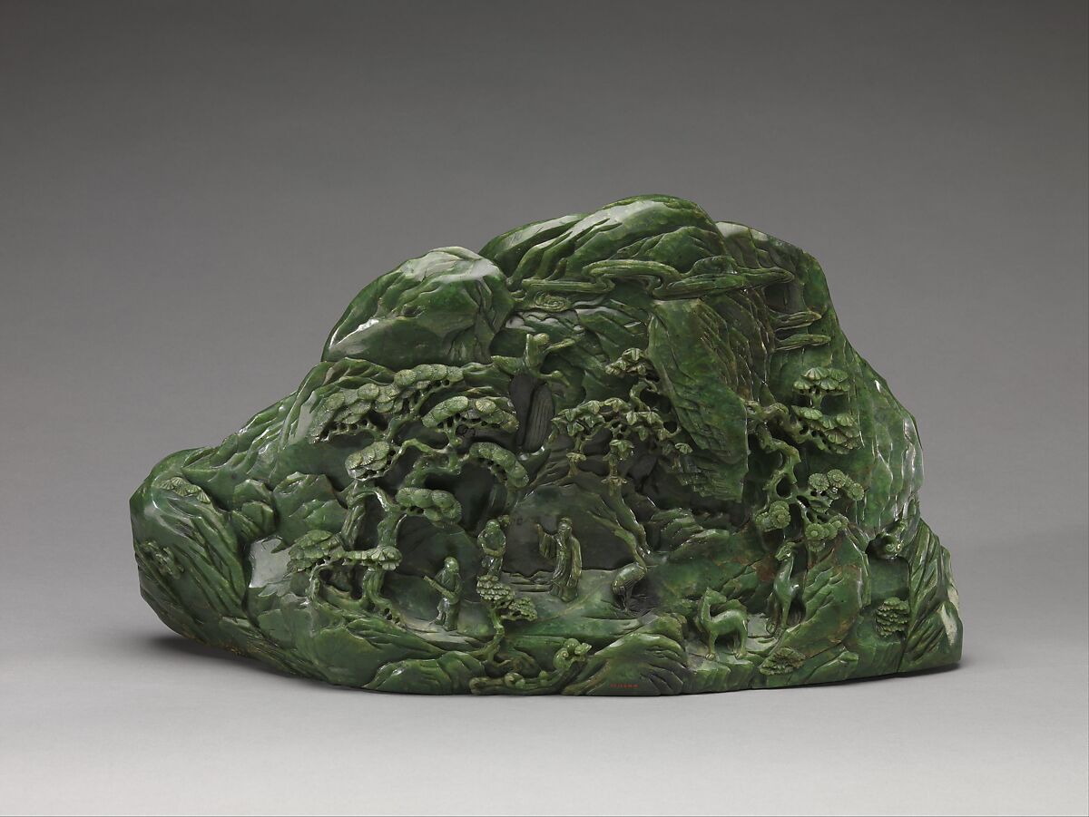 Boulder with Daoist paradise, Jade (nephrite), China