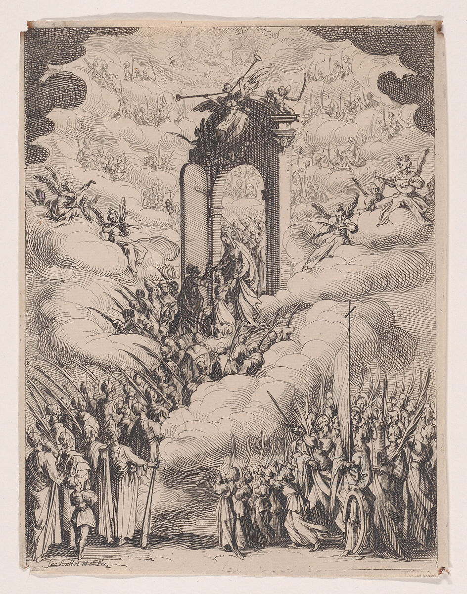 Frontispiece, from "Les Images De Tous Les Saincts et Saintes de L'Année" (Images of All of the Saints and Religious Events of the Year), Jacques Callot (French, Nancy 1592–1635 Nancy), Etching; fifth state of five (Lieure) 