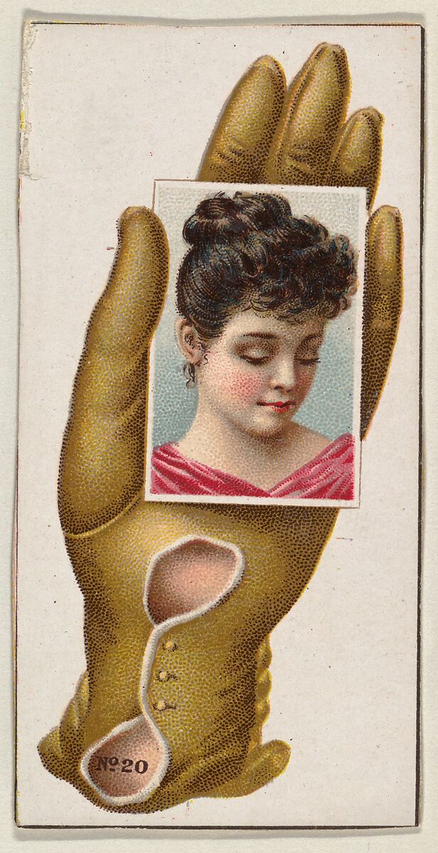 Card Number 20, cut-out from banner advertising the Opera Gloves series (G29) for Allen & Ginter Cigarettes, Issued by Allen &amp; Ginter (American, Richmond, Virginia), Commercial color lithograph 