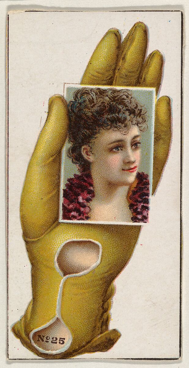 Card Number 25, cut-out from banner advertising the Opera Gloves series (G29) for Allen & Ginter Cigarettes, Issued by Allen &amp; Ginter (American, Richmond, Virginia), Commercial color lithograph 