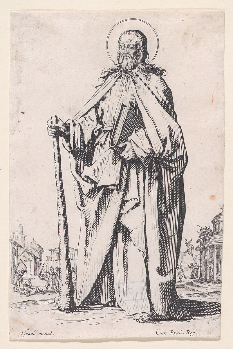 St. James Minor, from "Les Grands Apôtres Debout, Représentant Le Sauveur, La Bienheureuse Marie et Les Saints Apôtres" (The Large Standing Apostles, Representing The Savior, The Blessed Mary and The Apostles), Jacques Callot (French, Nancy 1592–1635 Nancy), Etching; second state of three (Lieure) 