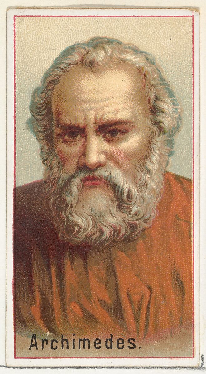 Archimedes, printer's sample for the World's Inventors souvenir album (A25) for Allen & Ginter Cigarettes, Issued by Allen &amp; Ginter (American, Richmond, Virginia), Commercial color lithograph 