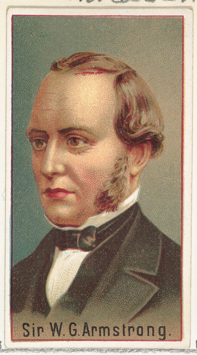 Sir W. G. Armstrong, printer's sample for the World's Inventors souvenir album (A25) for Allen & Ginter Cigarettes, Issued by Allen &amp; Ginter (American, Richmond, Virginia), Commercial color lithograph 