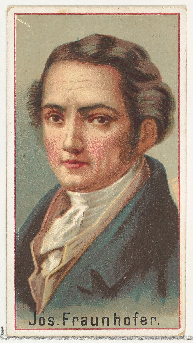 Joseph Fraunhofer, printer's sample for the World's Inventors souvenir album (A25) for Allen & Ginter Cigarettes, Issued by Allen &amp; Ginter (American, Richmond, Virginia), Commercial color lithograph 