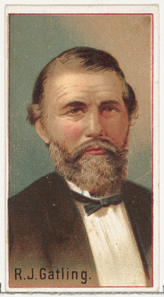 R. J. Gatling, printer's sample for the World's Inventors souvenir album (A25) for Allen & Ginter Cigarettes, Issued by Allen &amp; Ginter (American, Richmond, Virginia), Commercial color lithograph 