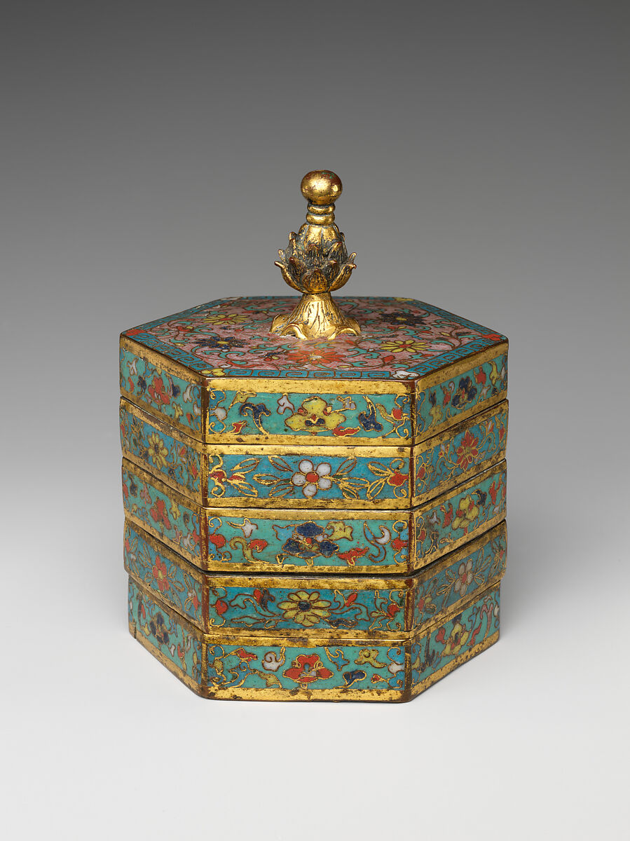 Tiered box, Cloisonné enamel, China