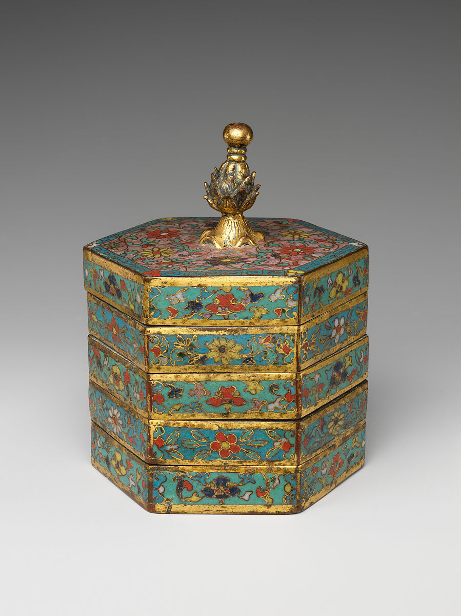 Tiered box, Cloisonné enamel, China