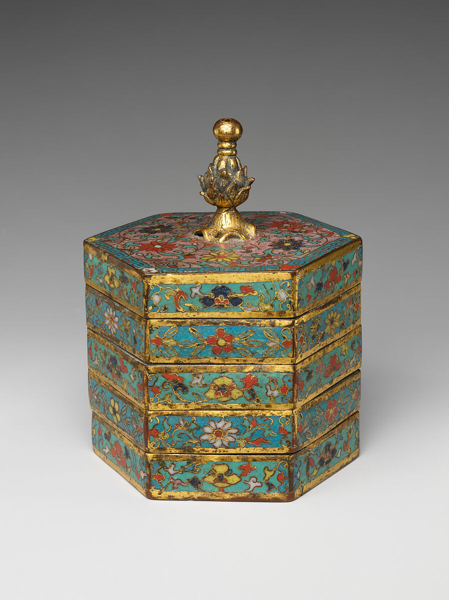 Tiered box, Cloisonné enamel, China