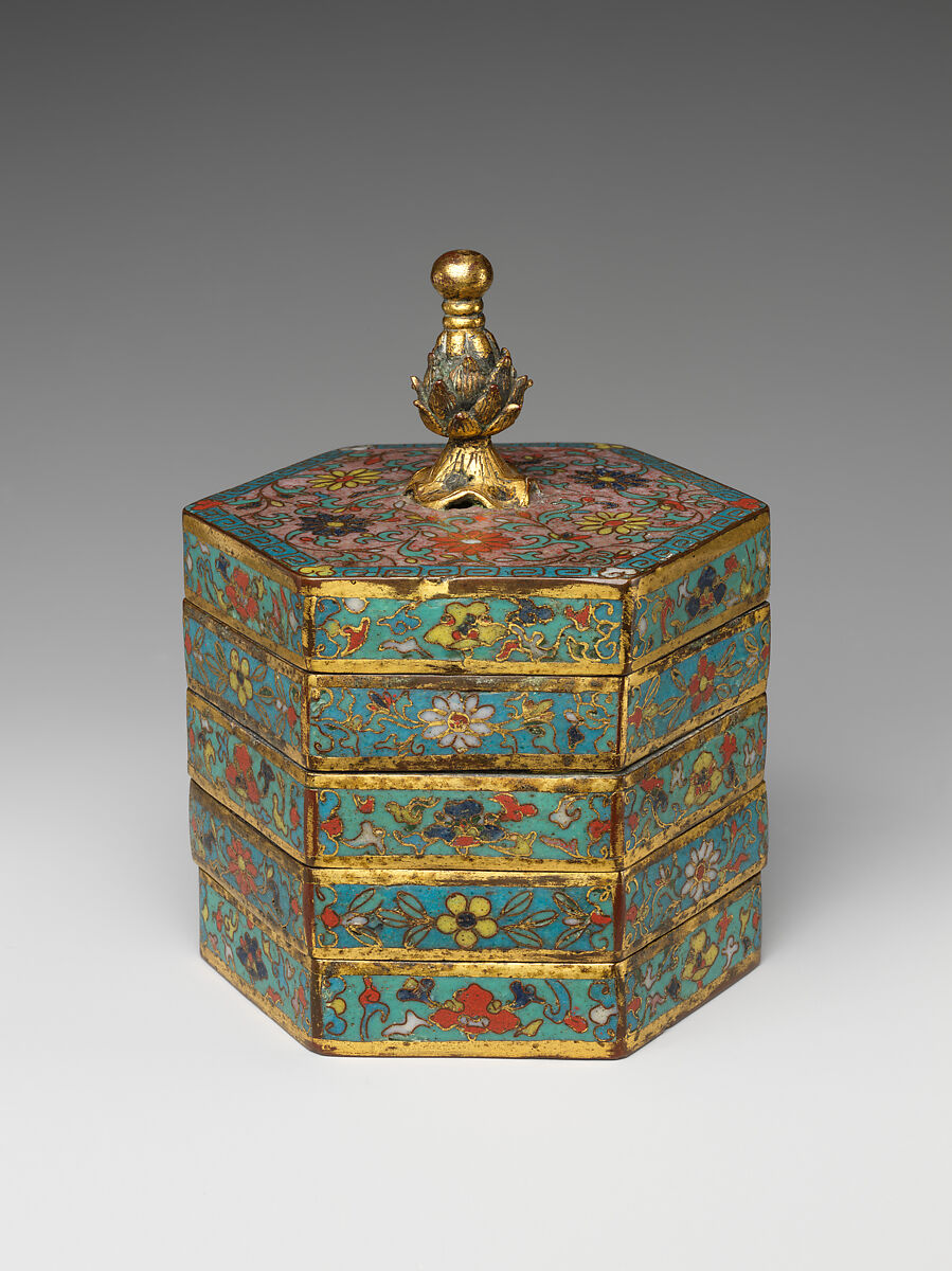 Tiered box, Cloisonné enamel, China