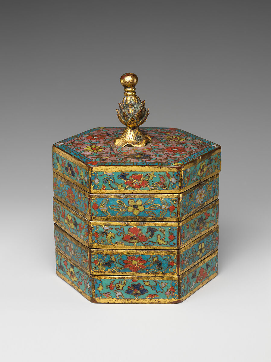 Tiered box, Cloisonné enamel, China