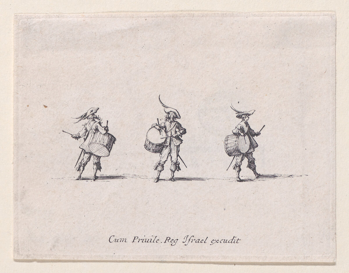 L'Ecercice du Tambour (Drill with Drums), from "Les Exercices Militaires" (The Military Exercises), Jacques Callot (French, Nancy 1592–1635 Nancy), Etching; first state of two (Lieure) 