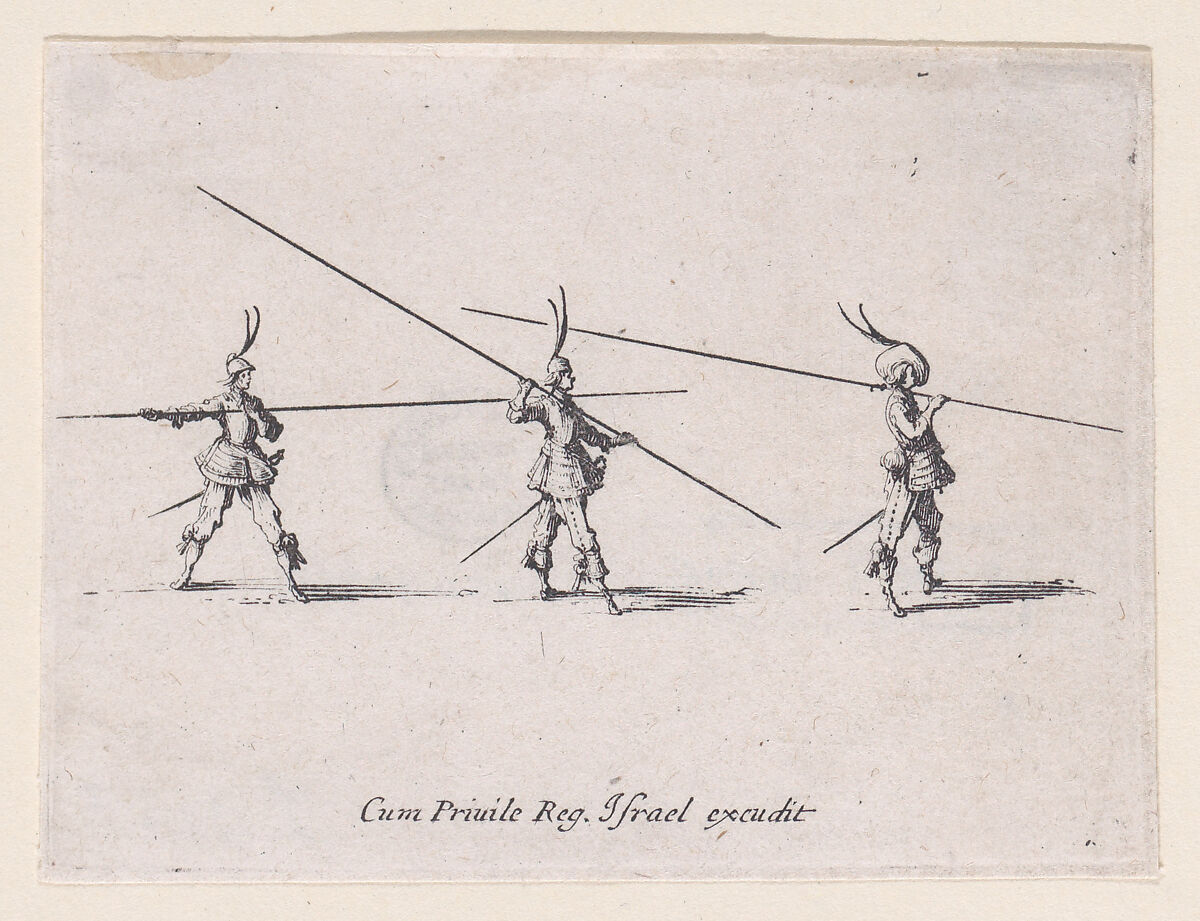 L'Exercice de la Lance Horizontal (Drill with the Horizontal Lance), from "Les Exercices Militaires" (The Military Exercises), Jacques Callot (French, Nancy 1592–1635 Nancy), Etching; first state of two (Lieure) 