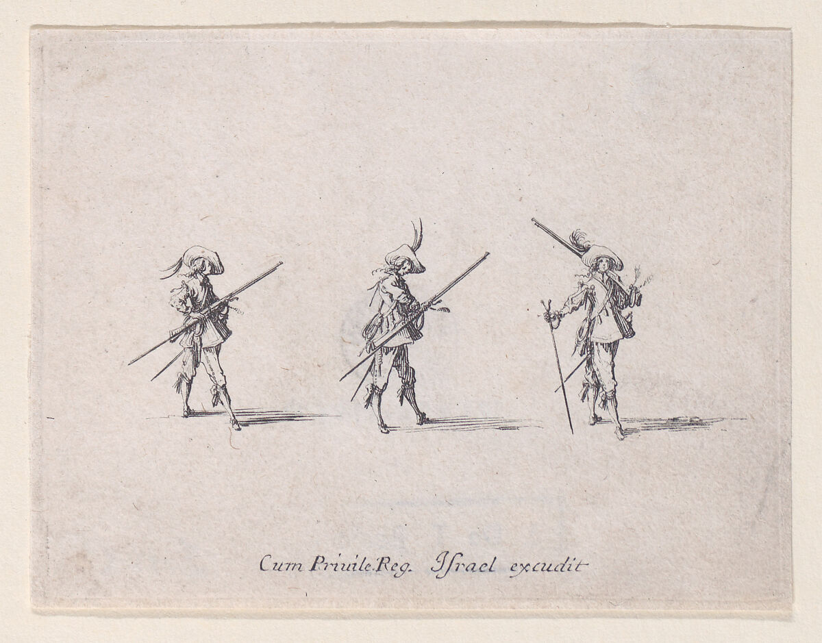 L'Exercice de L'Arquebuse: Le Maniement (Drill of the Arquebus: The Handling), from "Les Exercices Militaires" (The Military Exercises), Jacques Callot (French, Nancy 1592–1635 Nancy), Etching; first state of two (Lieure) 