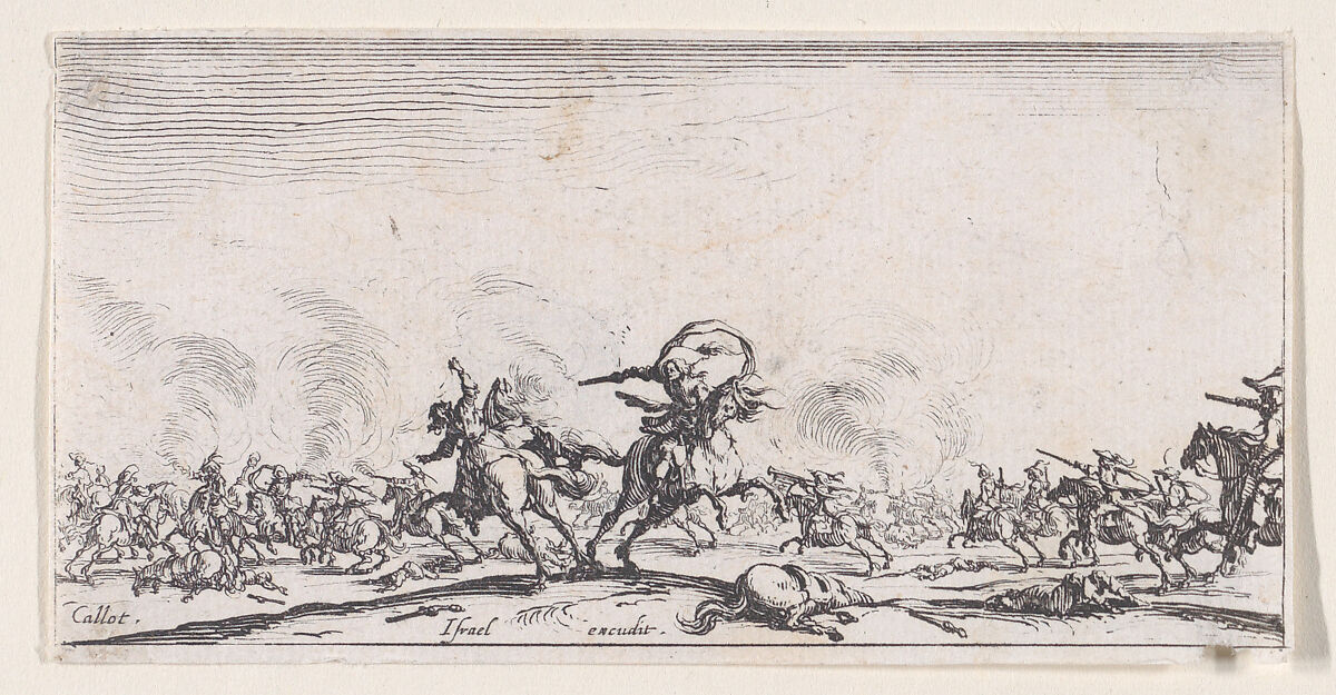 Le Combat au Pistolet (The Combat with Pistols), from "Les Combats de Cavalerie" (The Cavalry Combats), Jacques Callot (French, Nancy 1592–1635 Nancy), Etching; first state of two (Lieure) 