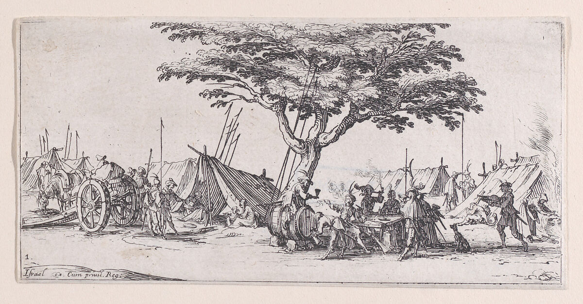 Le Campement (The Camp), plate 1 from "Les Petites Misères de la Guerre" (The Little Miseries of War), Jacques Callot (French, Nancy 1592–1635 Nancy), Etching; second state of two (Lieure) 